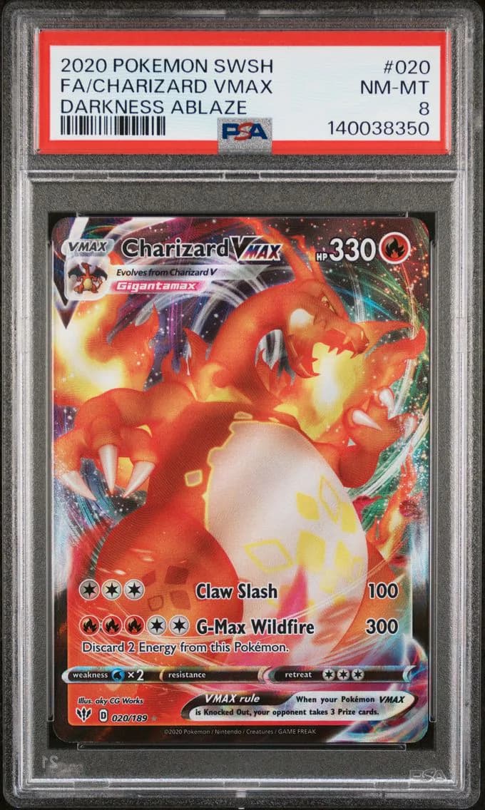 Charizard VMAX, Sword & Shield Darkness Ablaze, PSA 8