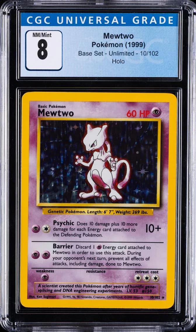 Mewtwo-Holo, Base Set - Unlimited, CGC 8