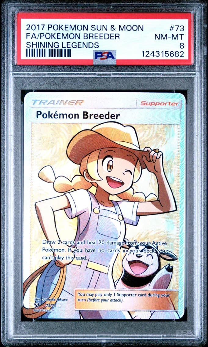 Pokemon Breeder, Sun & Moon Shining Legends, PSA 8