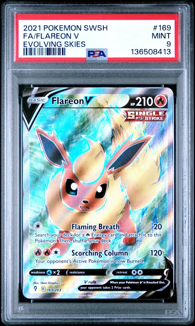 Flareon V, Sword & Shield Evolving Skies, PSA 9