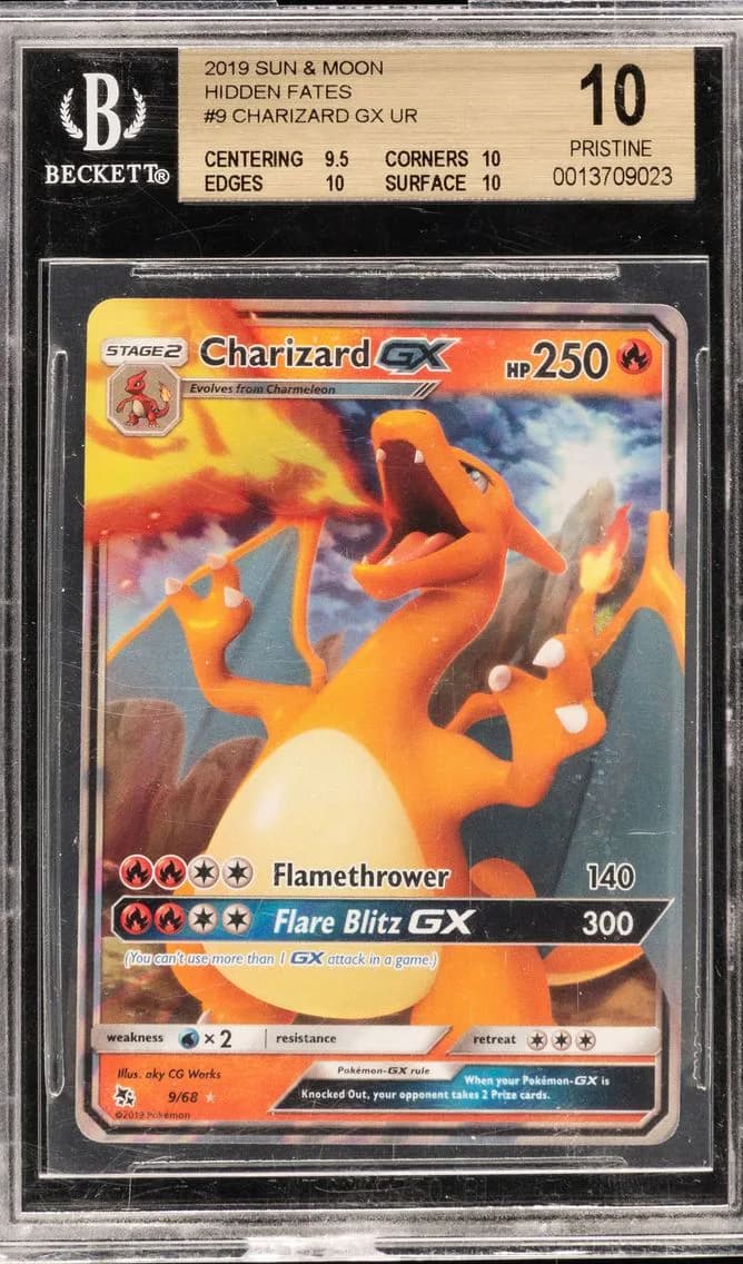 Charizard GX Ur, Sun and Moon Hidden Fates, BGS 10