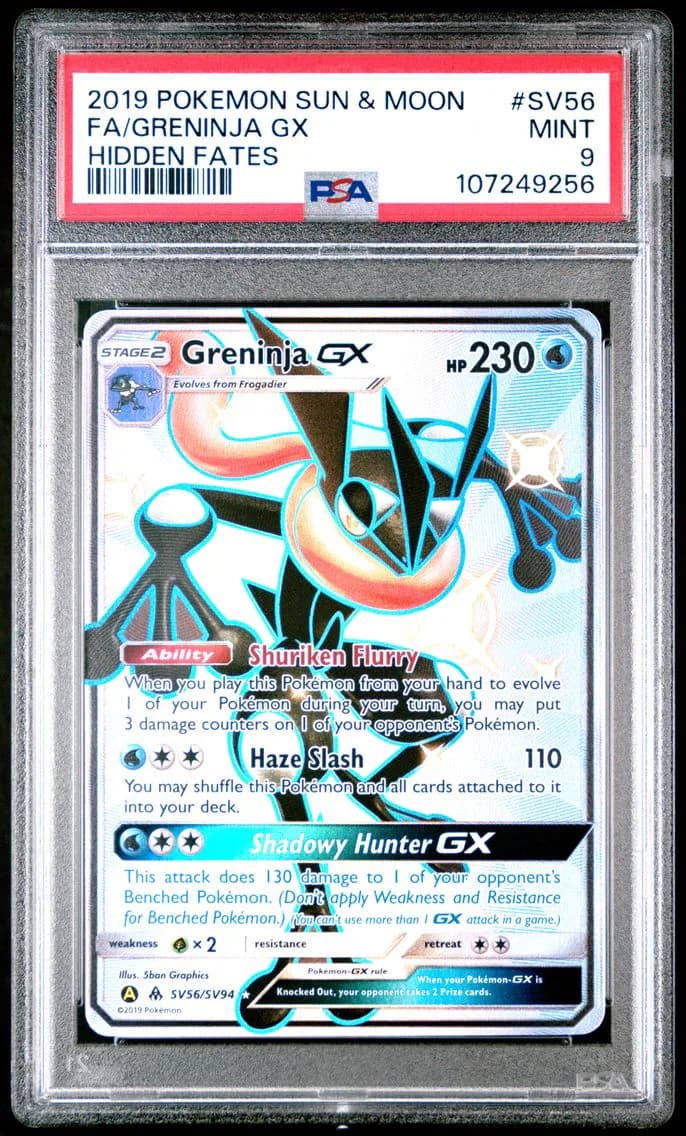 Greninja GX, Sun & Moon Hidden Fates, PSA 9