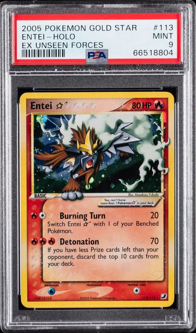 Entei-Holo, EX Unseen Forces, PSA 9