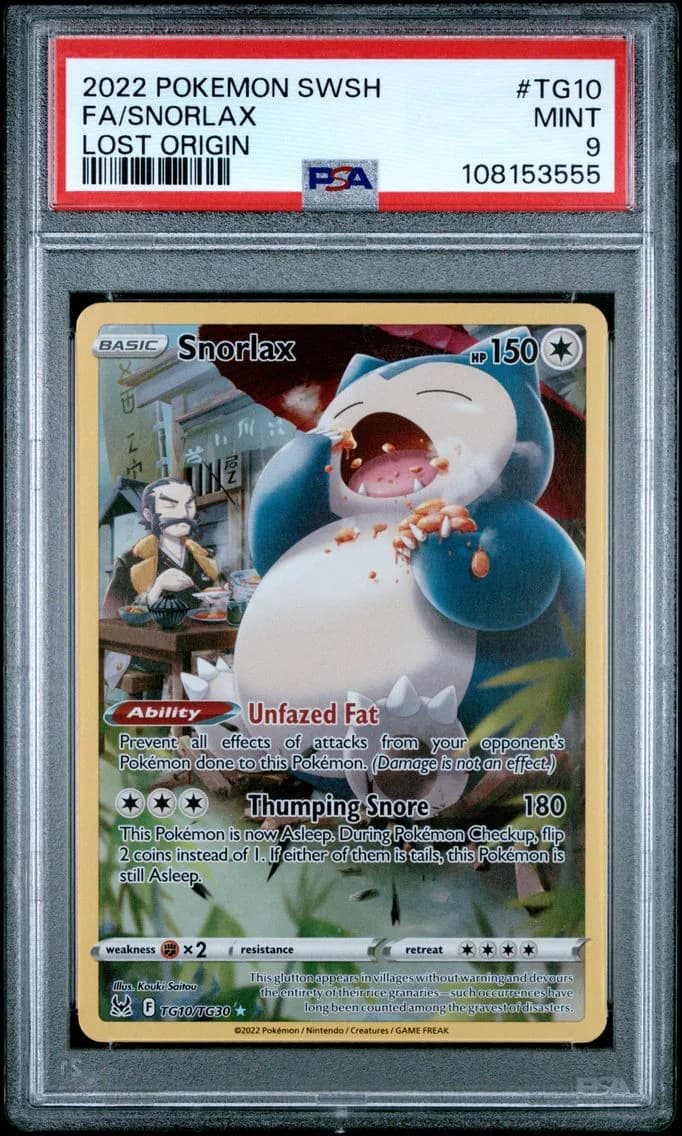 Snorlax, Sword & Shield Lost Origin, PSA 9
