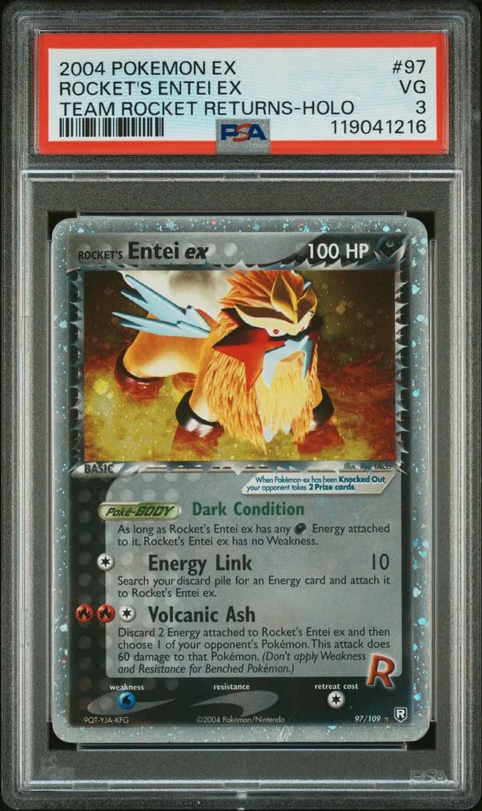 Rocket's Entei EX-Holo, EX Team Rocket Returns, PSA 3
