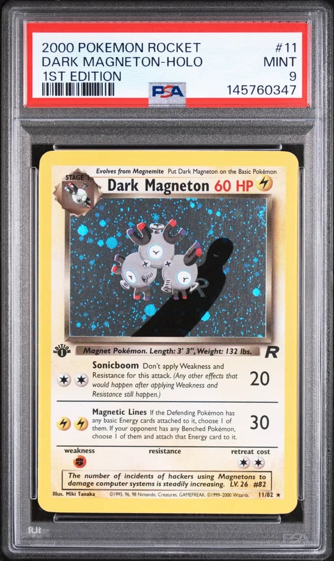 Dark Magneton-Holo 1st Edition, Rocket, PSA 9