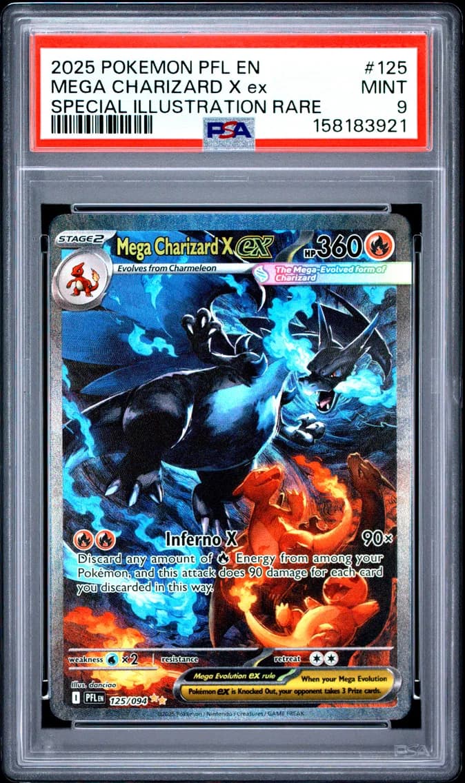 Mega Charizard X EX, Phantasmal Flames, PSA 9