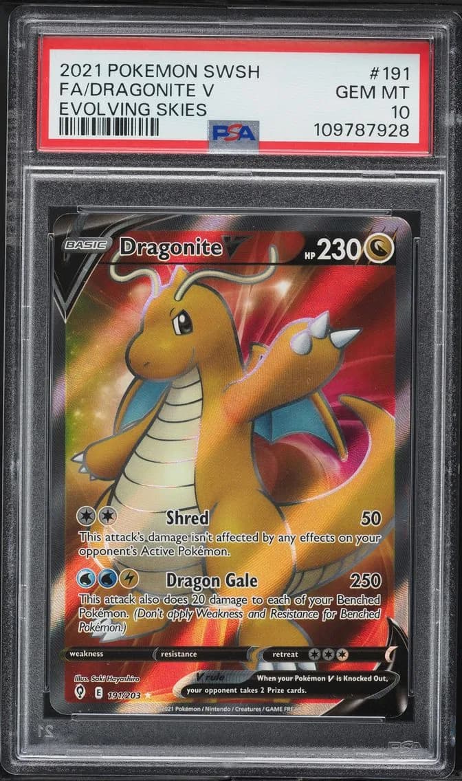 Dragonite V, Sword & Shield Evolving Skies, PSA 10