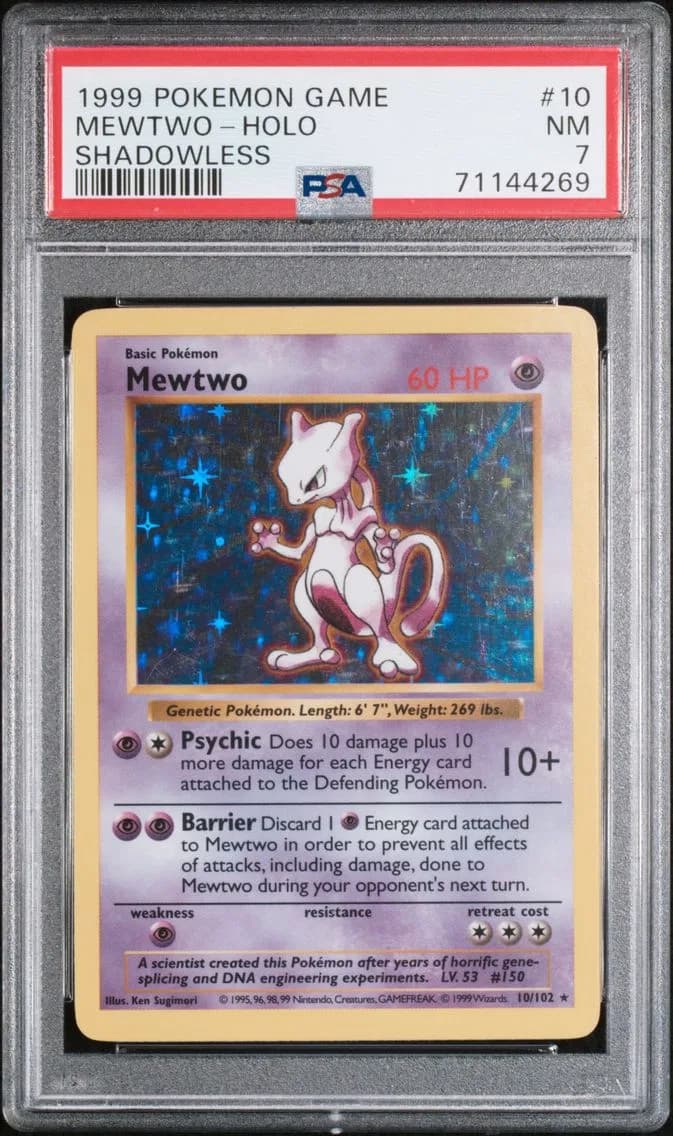 Mewtwo-Holo Shadowless, Game, PSA 7