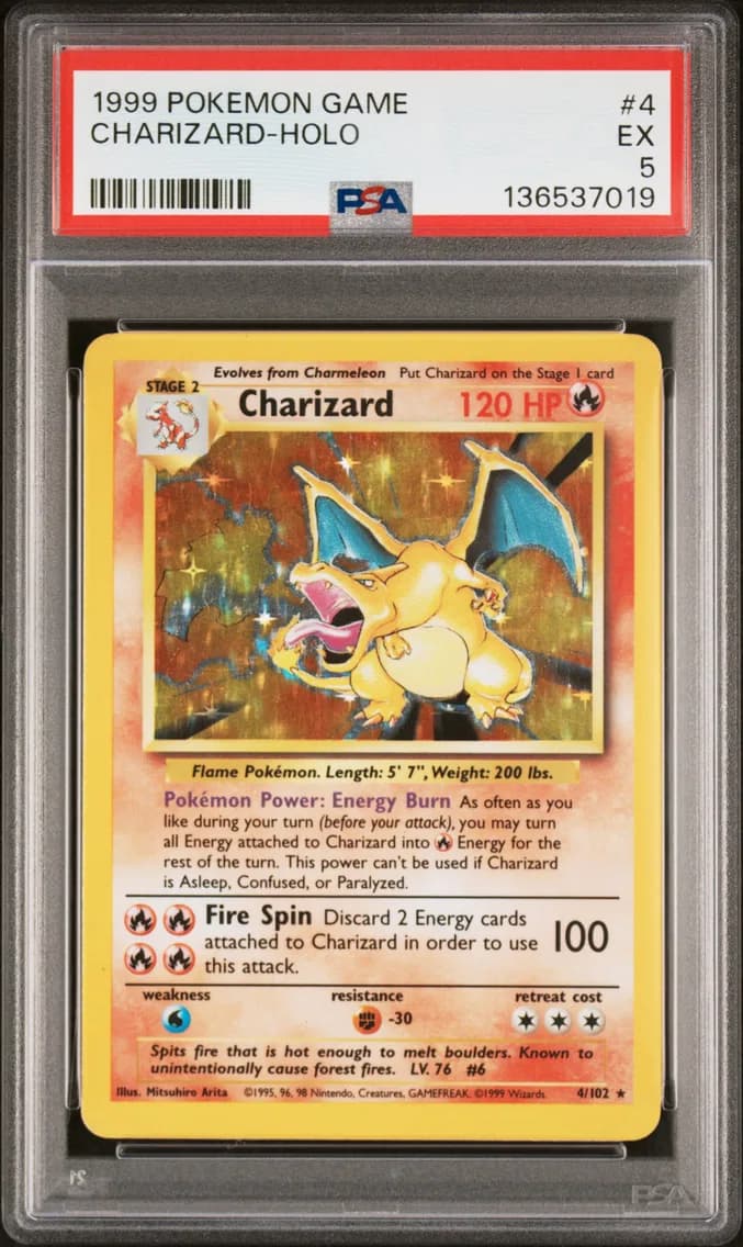 Charizard-Holo, Game, PSA 5