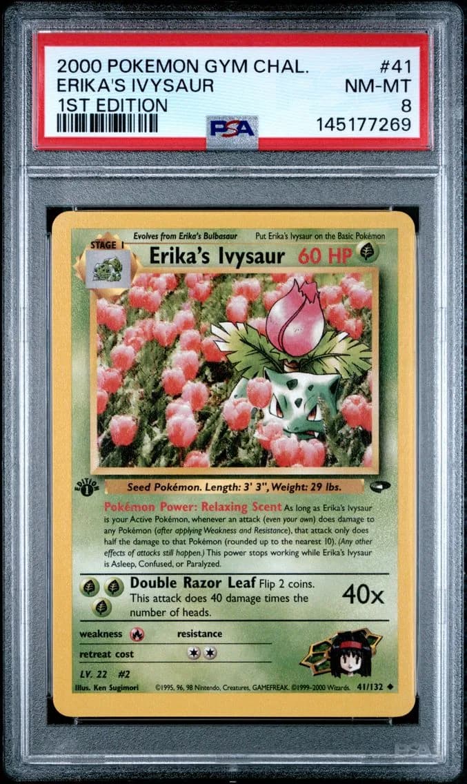 Erika's Ivysaur 1st Edition, Gym Challenge, PSA 8