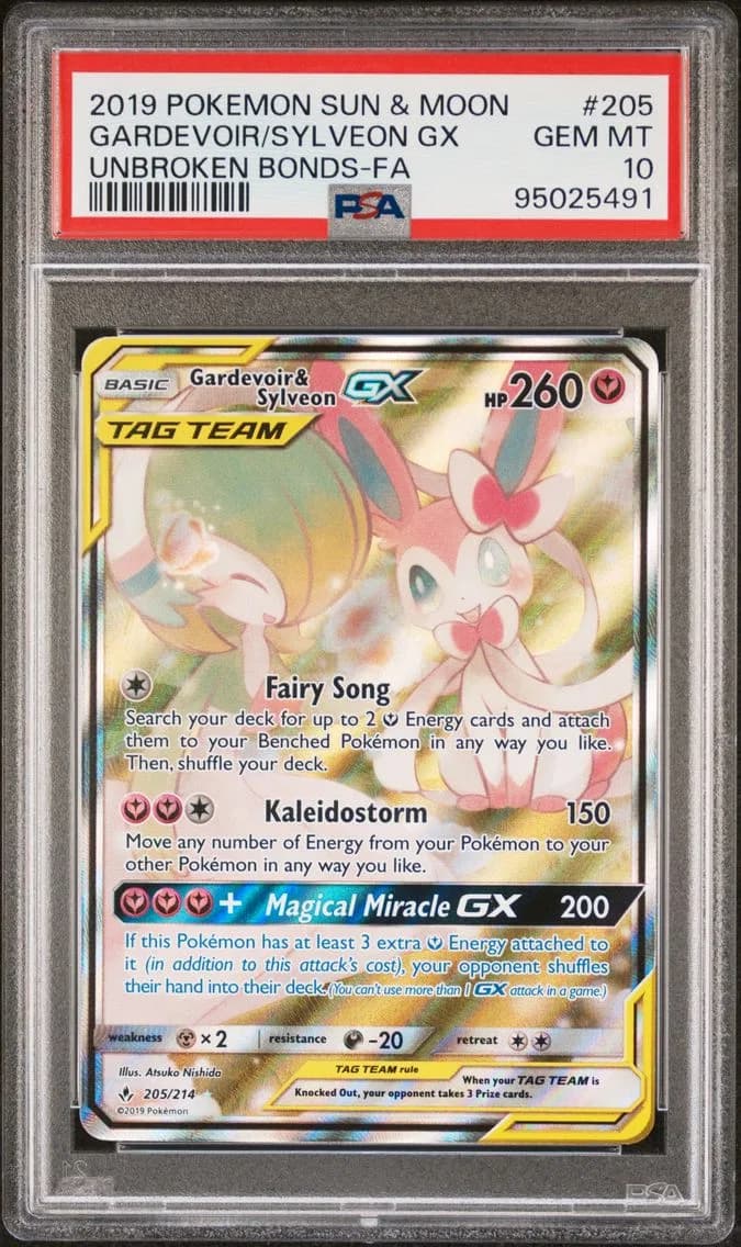 Gardevoir & Sylveon GX, Sun & Moon Unbroken Bonds, PSA 10