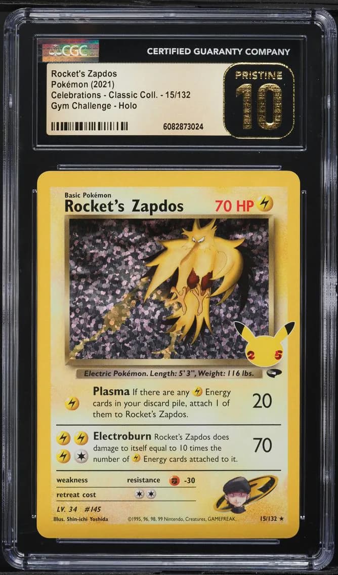 Rocket's Zapdos-Holo, Celebrations - Classic Collection, CGC 10