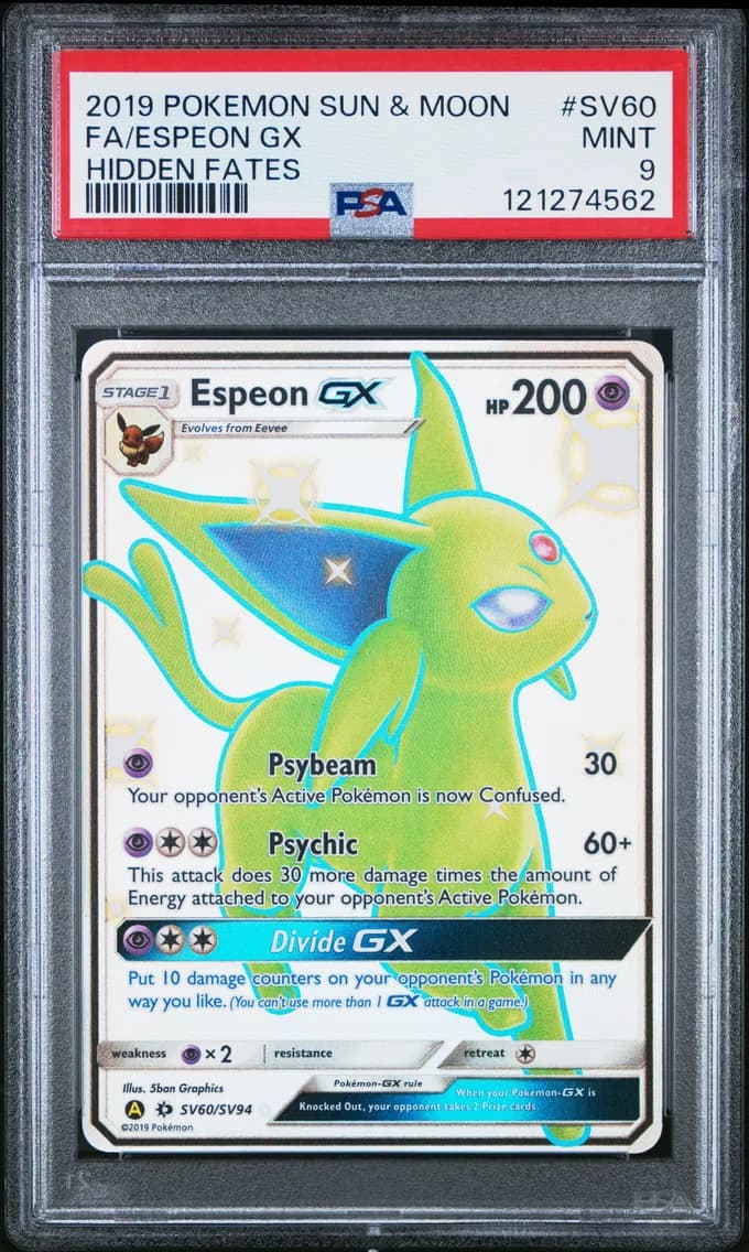Espeon GX, Sun & Moon Hidden Fates, PSA 9