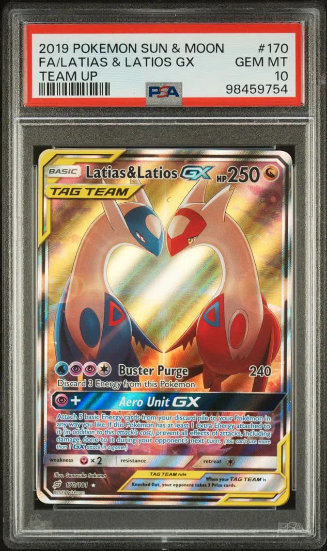 Latias & Latios GX, Sun & Moon Team Up, PSA 10