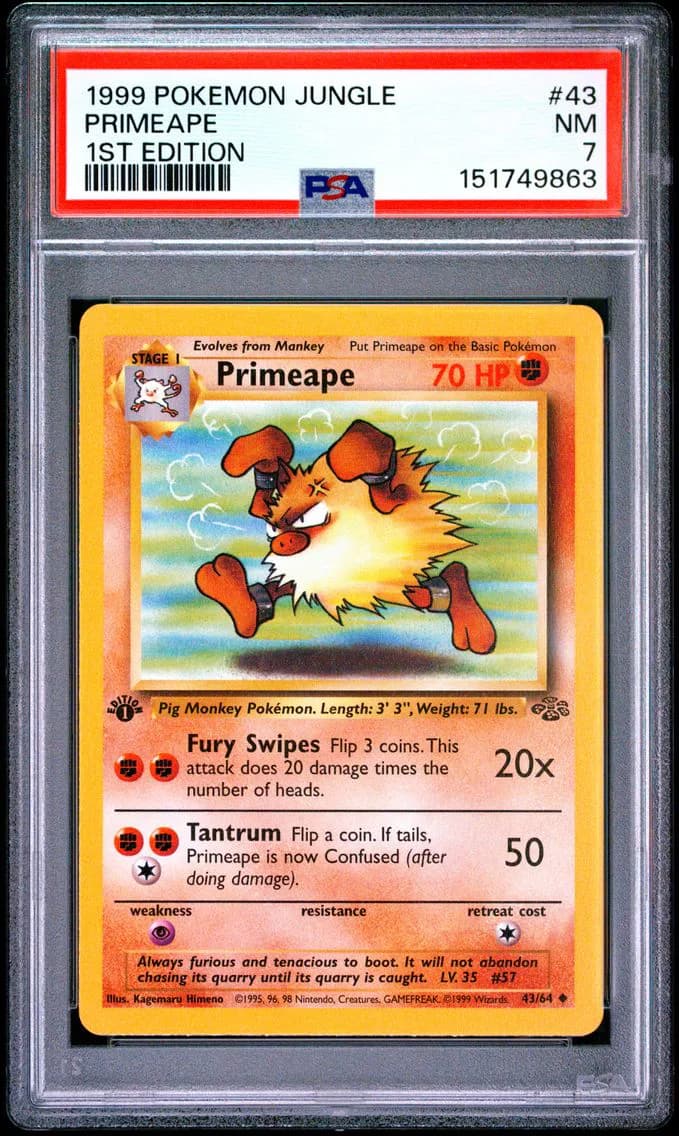 Primeape 1st Edition, Jungle, PSA 7