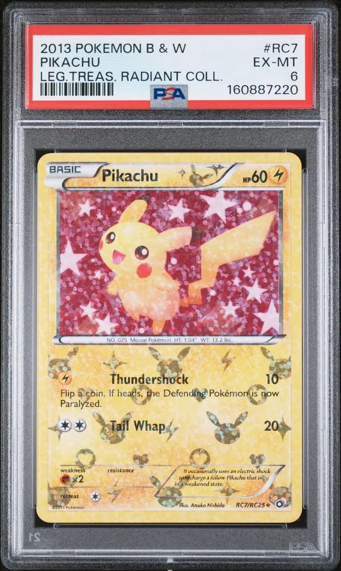 Pikachu, Black & White Legendary Treasures Radiant Collection, PSA 6