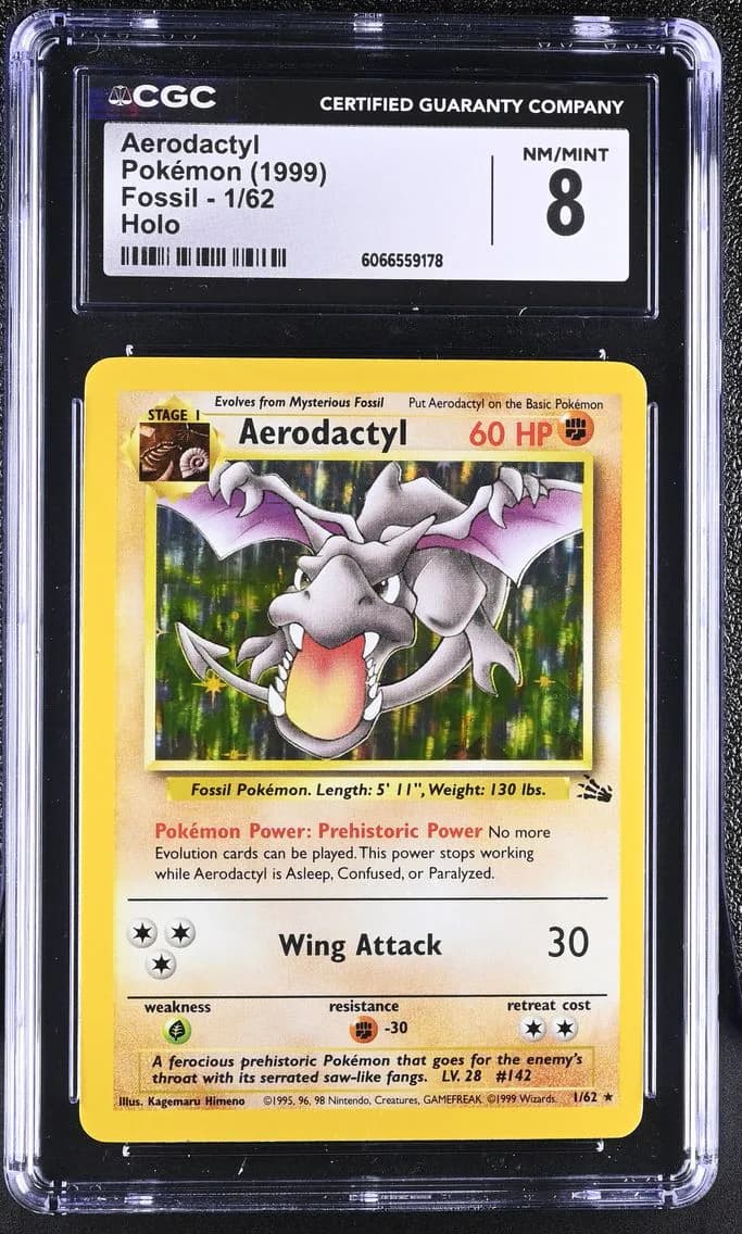 Aerodactyl, Fossil - Unlimited, CGC 8
