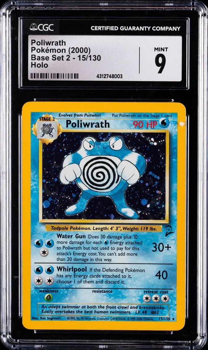 Poliwrath-Holo, Base Set 2, CGC 9