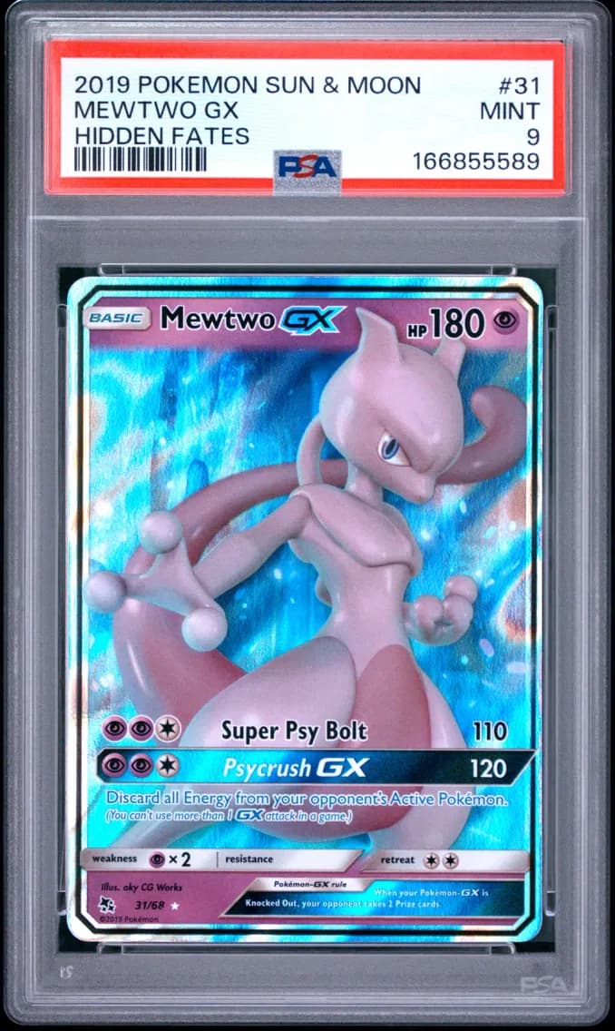 Mewtwo GX, Sun & Moon Hidden Fates, PSA 9