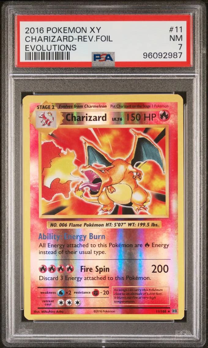 Charizard-Reverse Foil, XY Evolutions, PSA 7