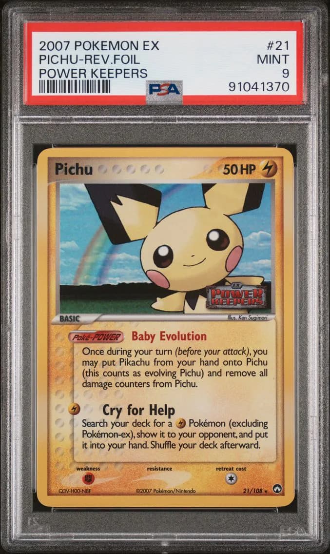 Pichu-Reverse Foil, EX Power Keepers, PSA 9