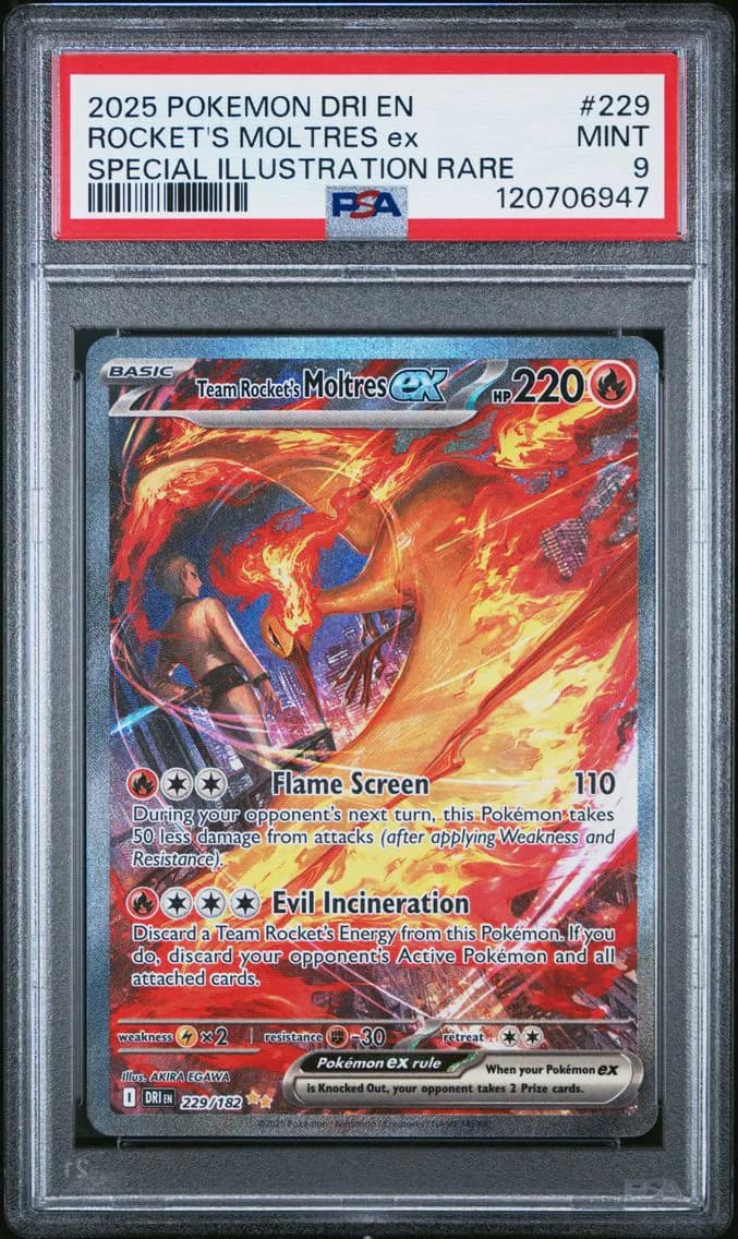 Team Rocket's Moltres EX, Destined Rivals, PSA 9