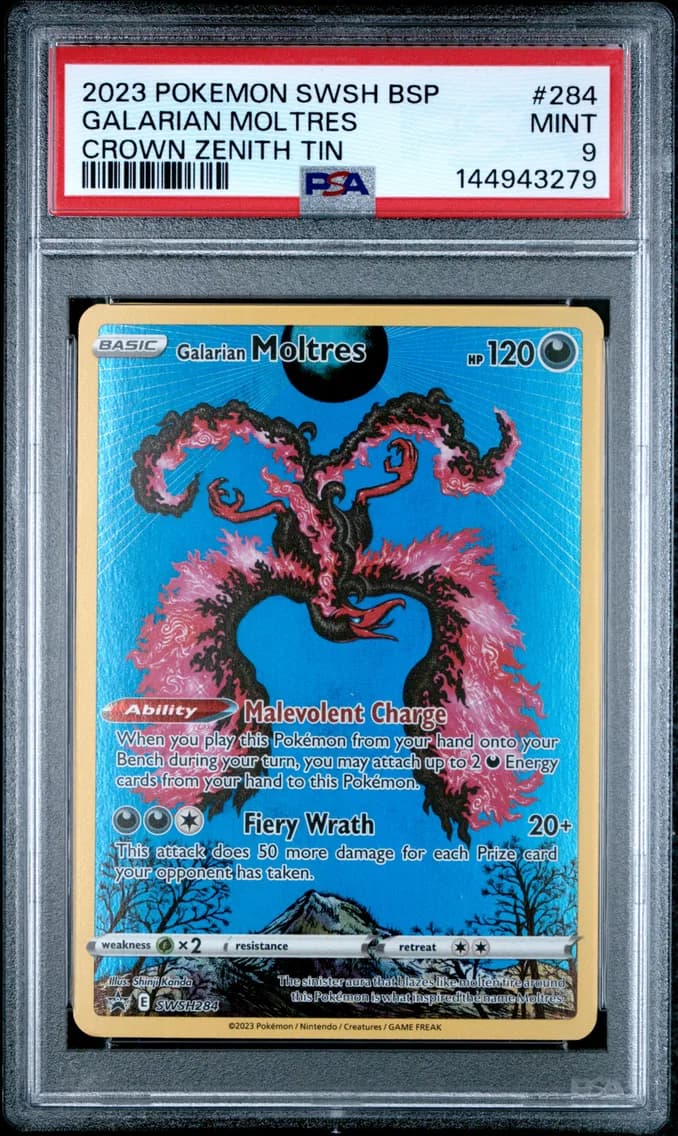 Galarian Moltres, Swsh Black Star Promo, PSA 9