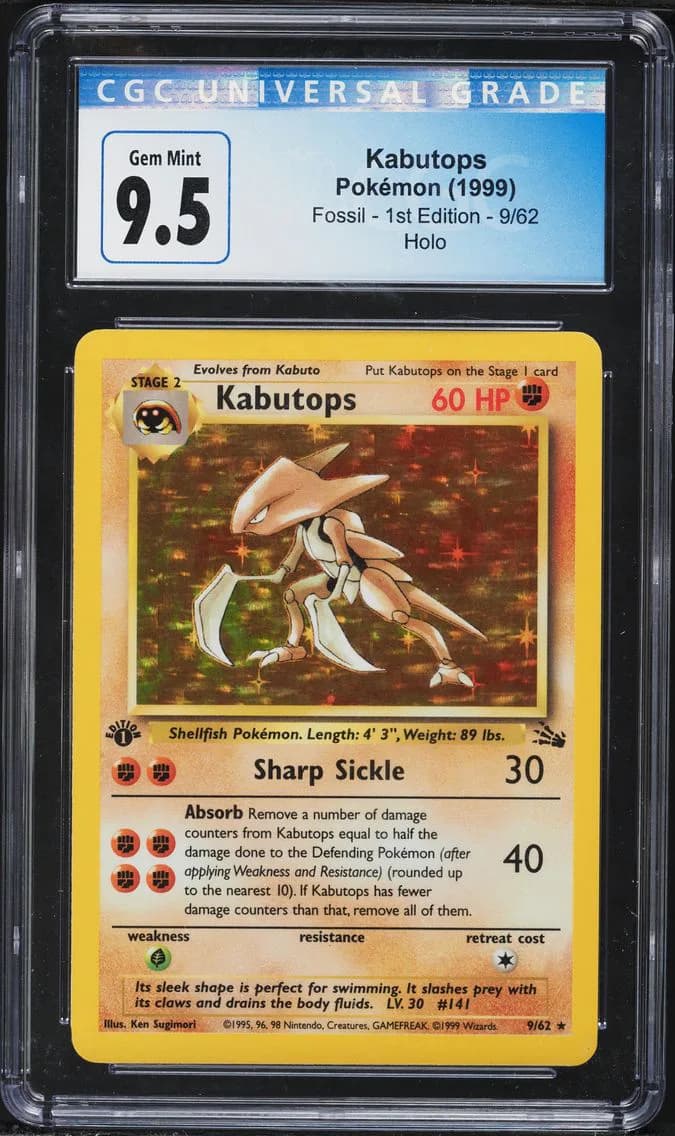 Kabutops-Holo 1st Edition, Fossil - 1st Edition, CGC 10