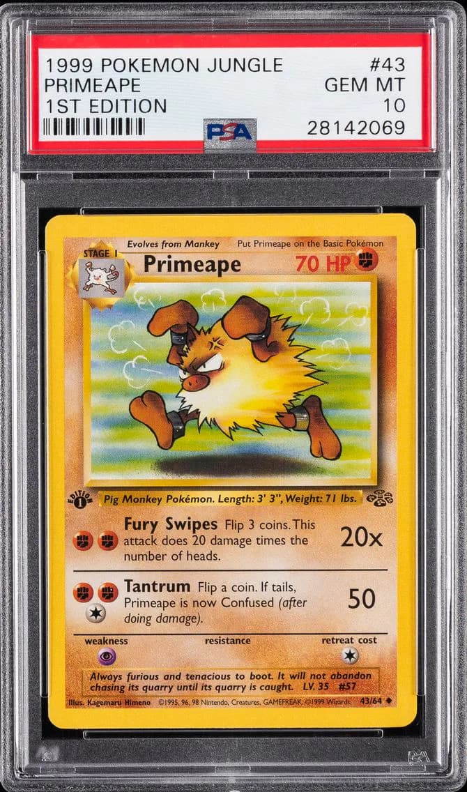 Primeape 1st Edition, Jungle, PSA 10