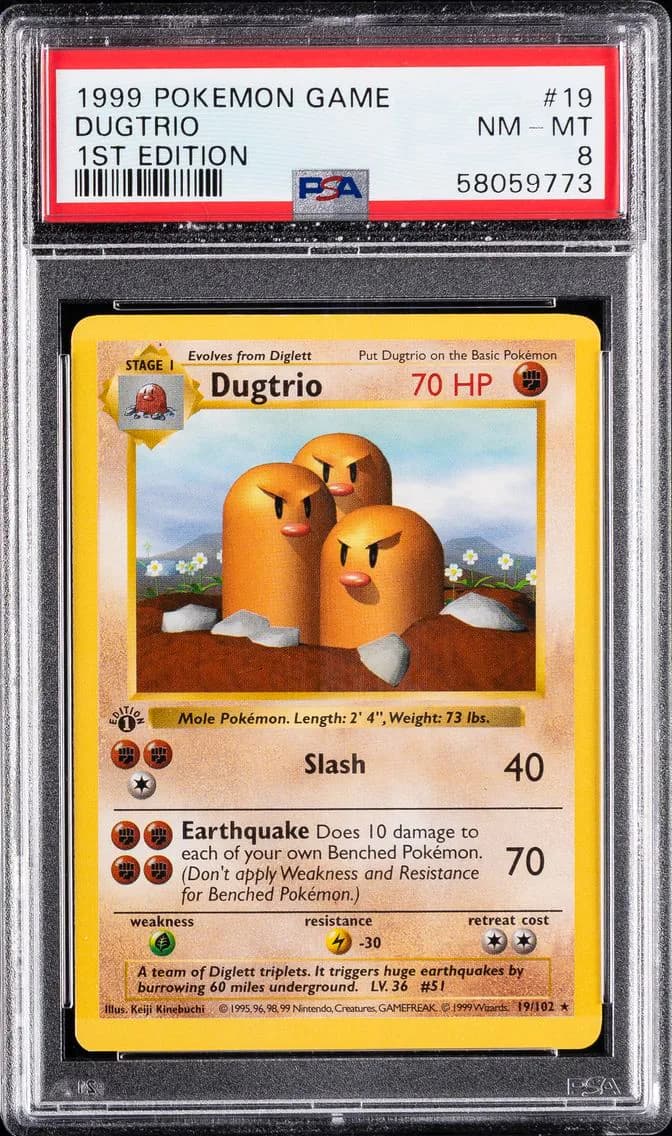 Dugtrio 1st Edition, Game, PSA 8