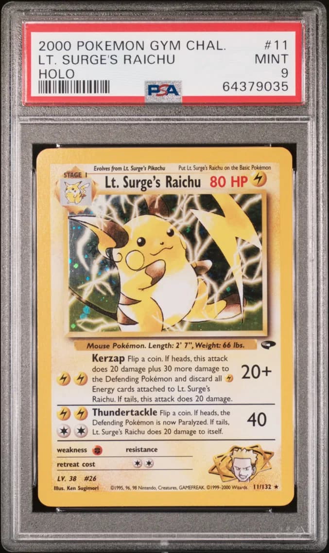 LT. Surge's Raichu, Gym Challenge, PSA 9