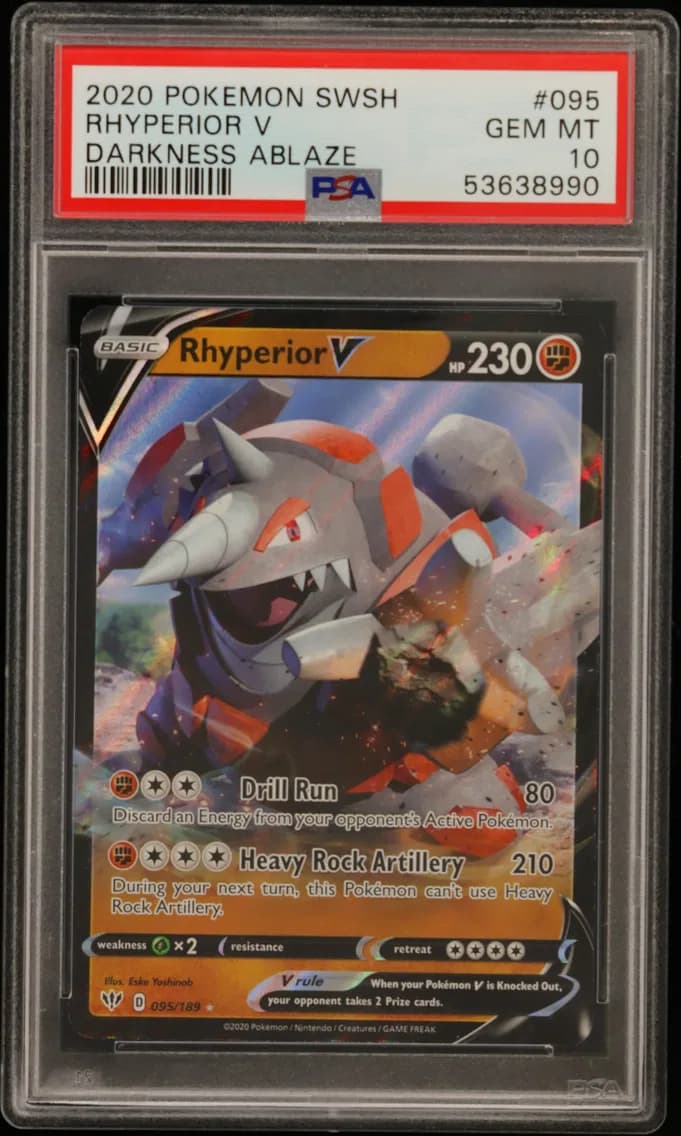 Rhyperior V, Sword & Shield Darkness Ablaze, PSA 10