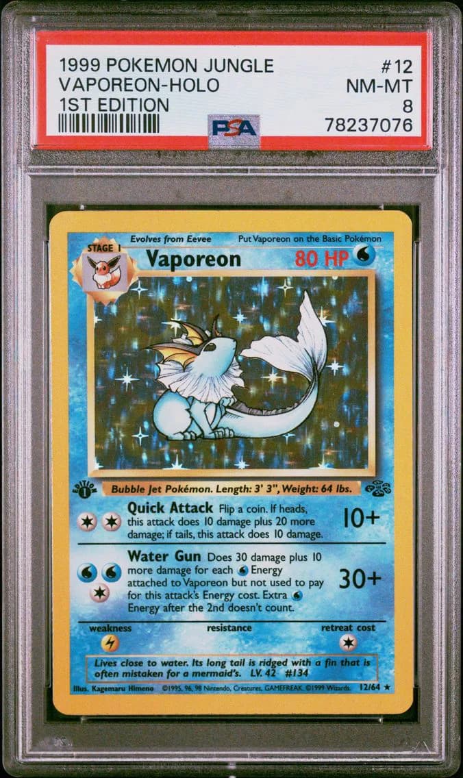 Vaporeon-Holo 1st Edition, Jungle, PSA 8