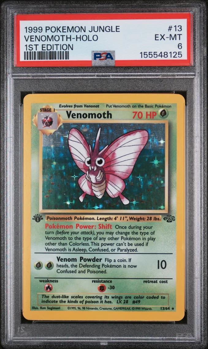 Venomoth-Holo 1st Edition, Jungle, PSA 6