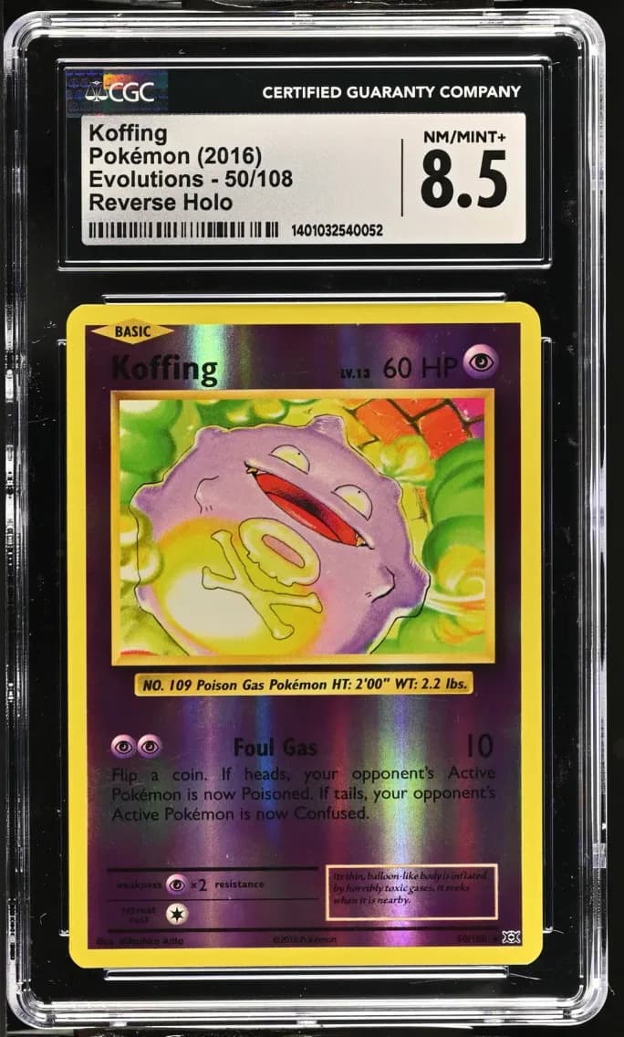 Koffing Reverse Holo, Evolutions, CGC 8.5