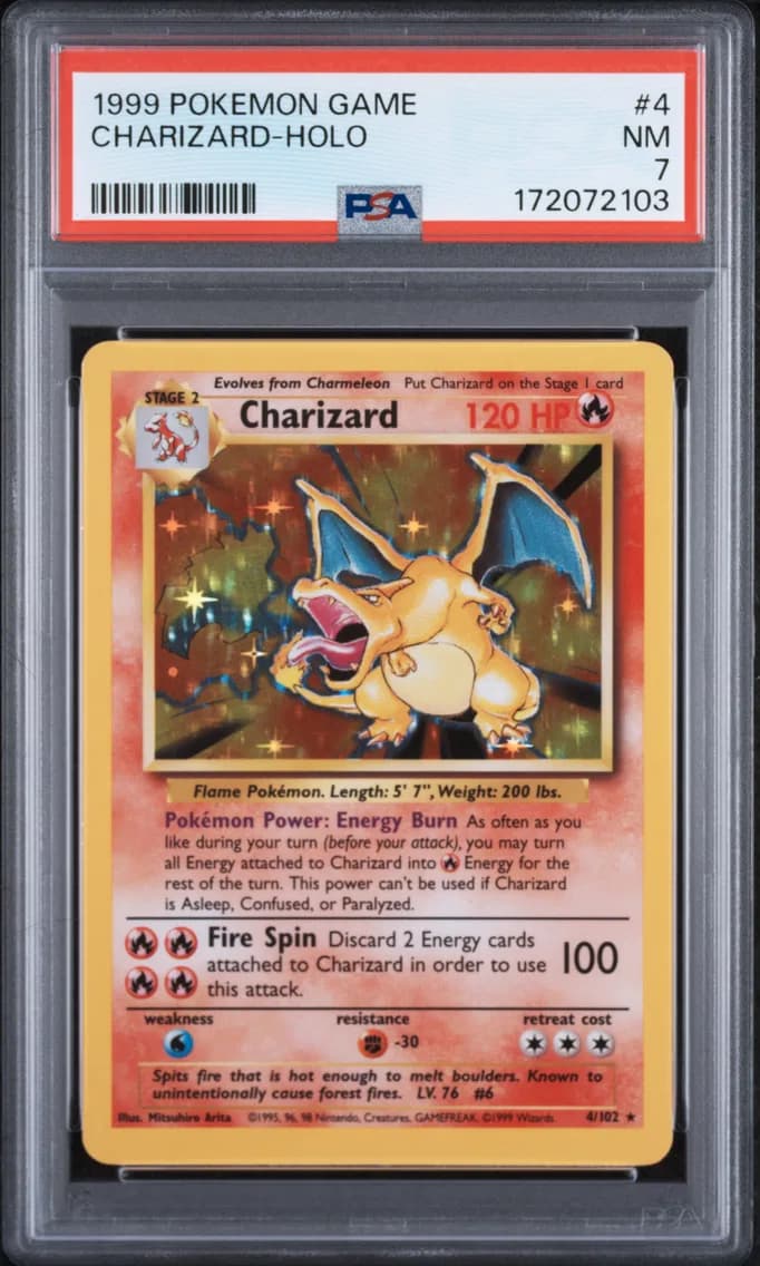 Charizard-Holo, Game, PSA 7