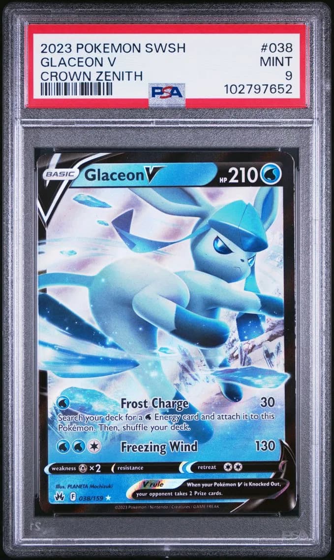 Glaceon V, Sword and Shield Crown Zenith, PSA 9