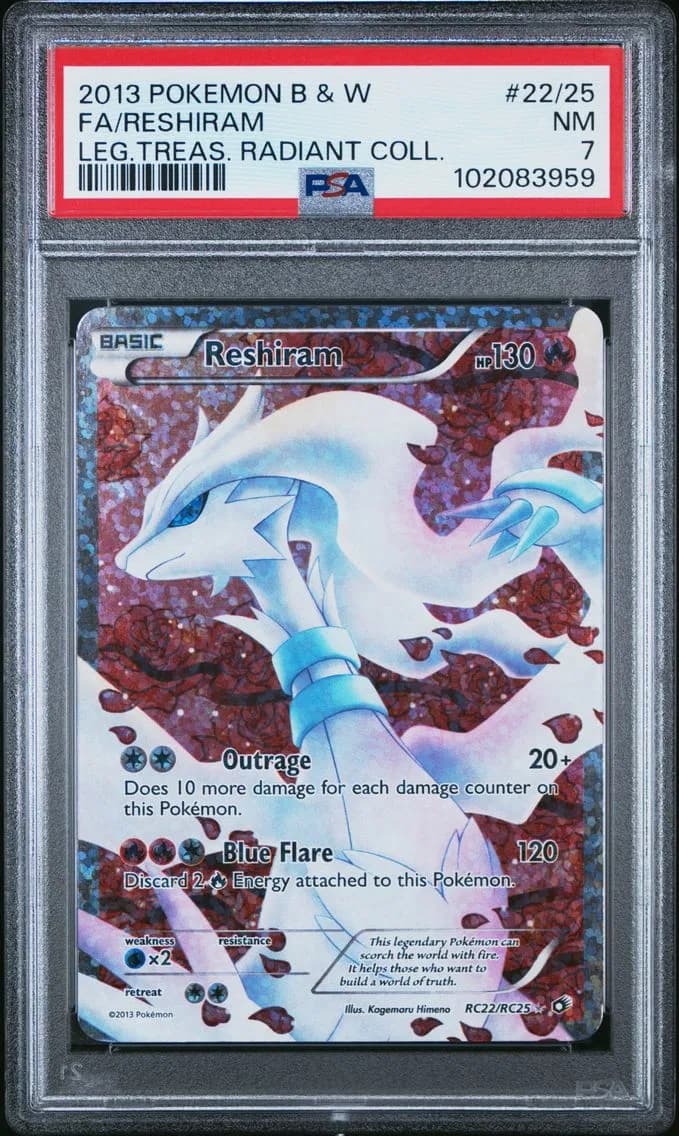 Reshiram, Black & White Legendary Treasures Radiant Collection, PSA 7
