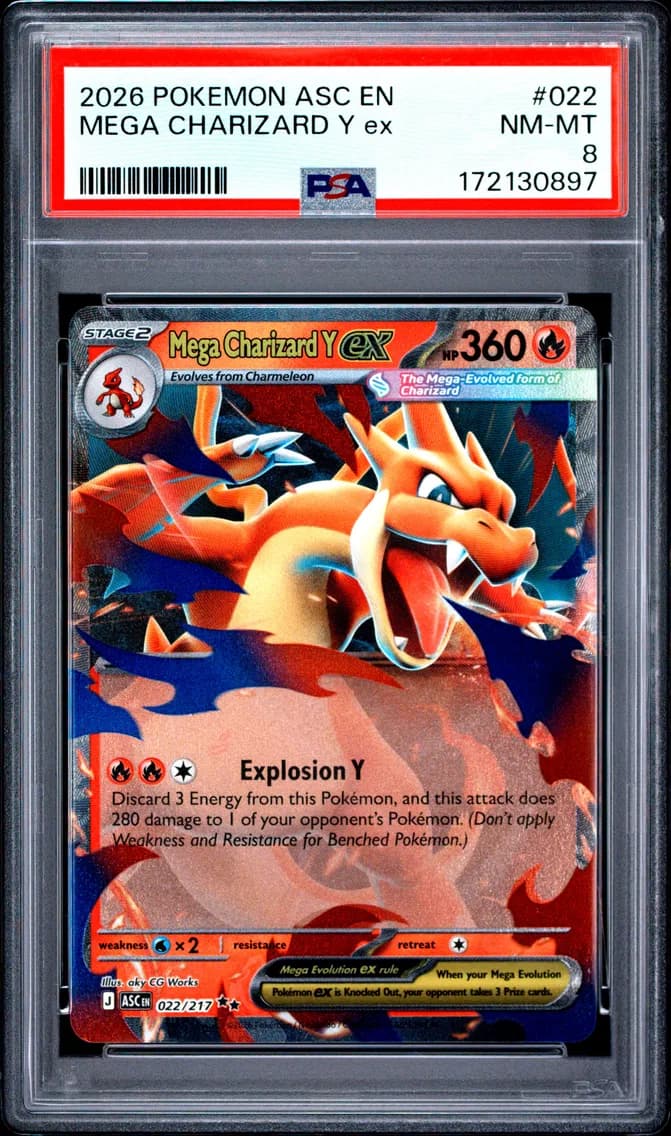Mega Charizard Y EX, Ascended Heroes, PSA 8