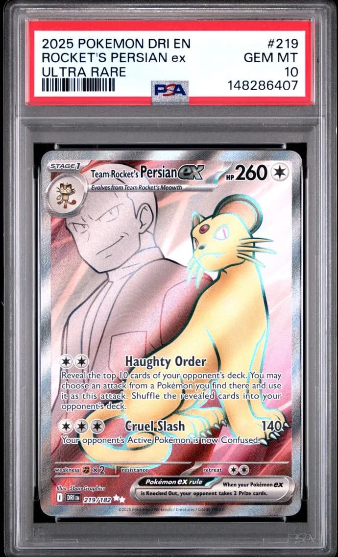 Team Rocket's Persian EX, Destined Rivals, PSA 10