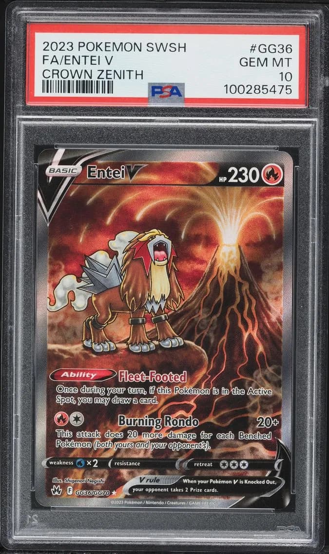 Entei V, Sword and Shield Crown Zenith, PSA 10