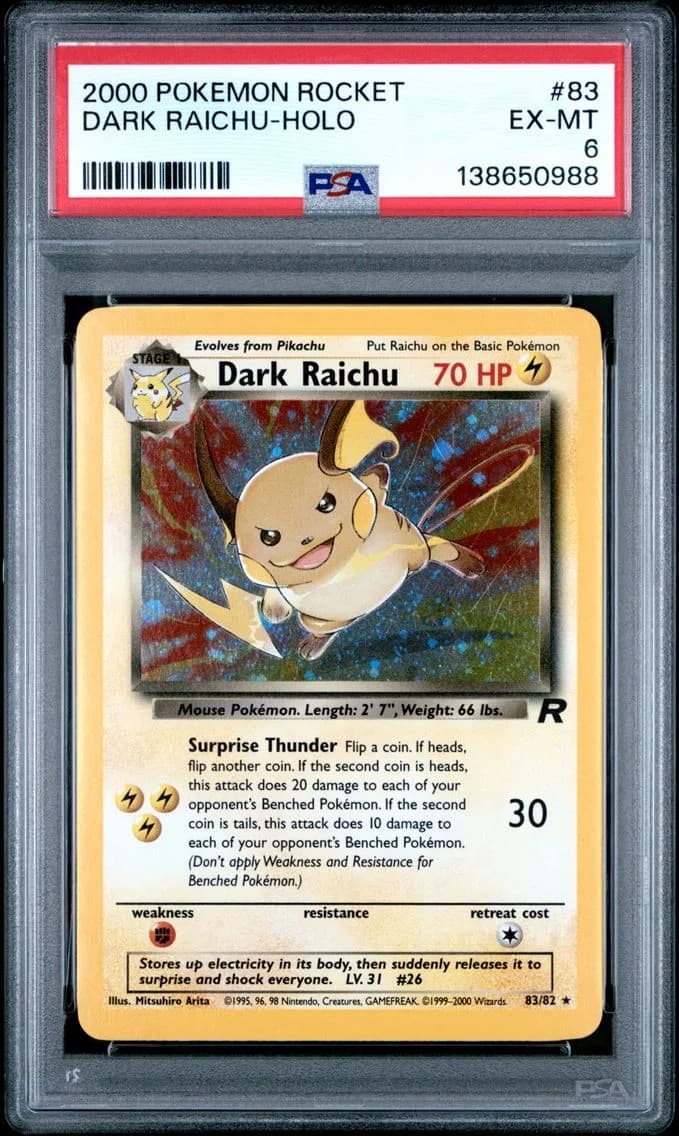 Dark Raichu-Holo, Rocket, PSA 6