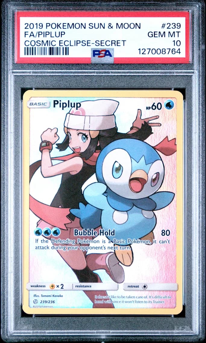 Piplup, Sun & Moon Cosmic Eclipse, PSA 10