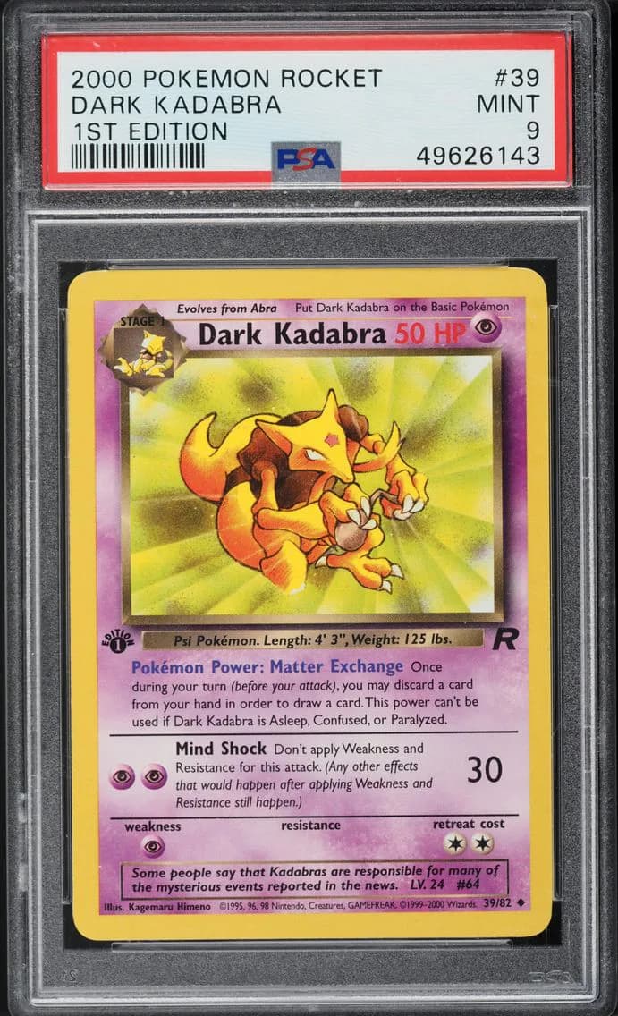 Dark Kadabra, Rocket, PSA 9
