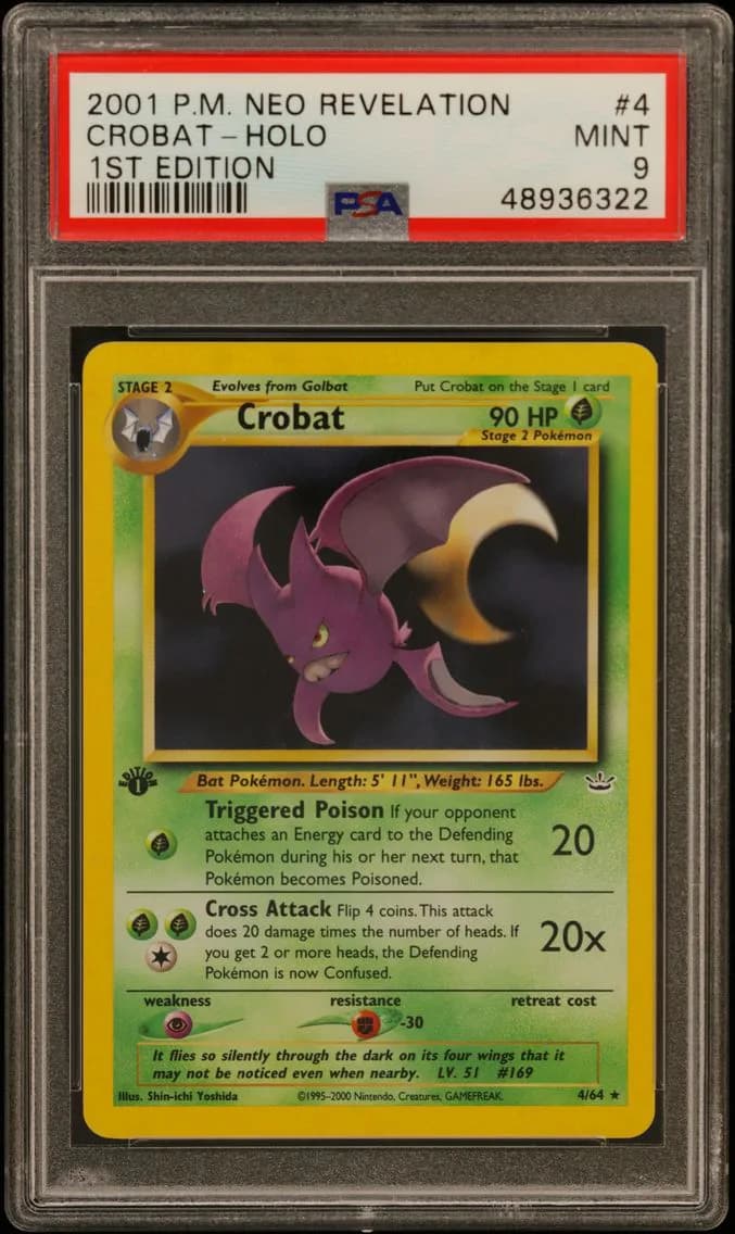 Crobat-Holo 1st Edition, Neo Revelation, PSA 9