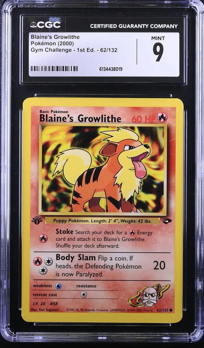 Blaine's Growlithe, Gym Challenge - 1st Edition, CGC 9
