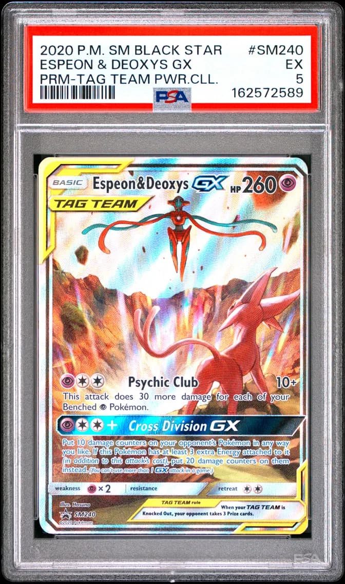 Espeon & Deoxys GX, SM Black Star Promo, PSA 5