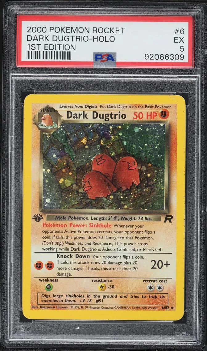 Dark Dugtrio-Holo 1st Edition, Rocket, PSA 5