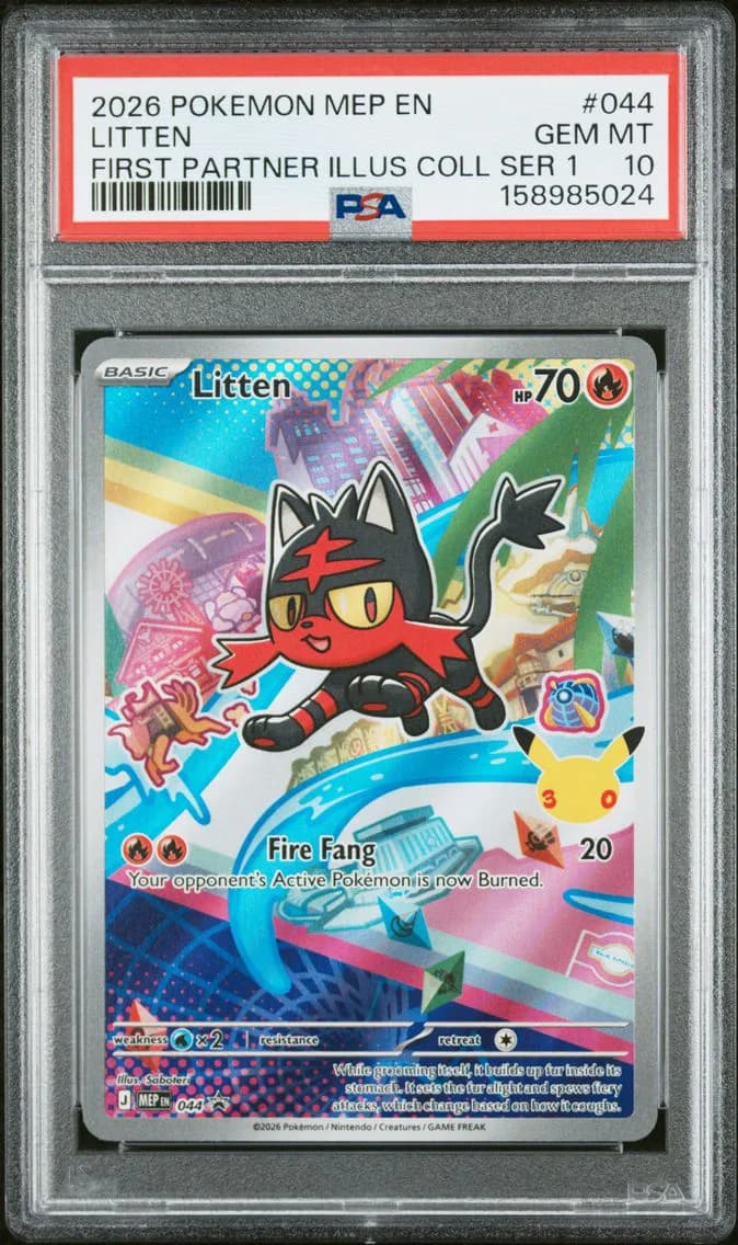 Litten, Me Black Star Promo, PSA 10